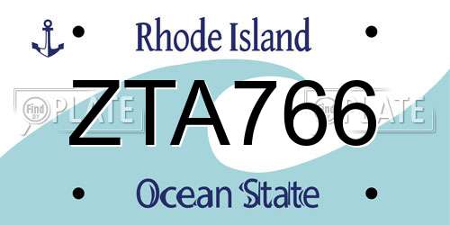 ZTA766 Rhode Island License Plate
