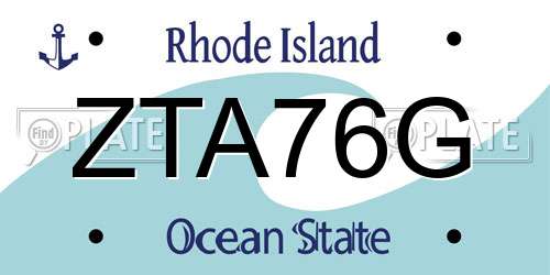 ZTA76G Rhode Island License Plate