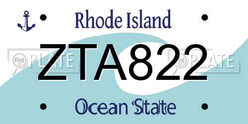 ZTA822 Rhode Island License Plate
