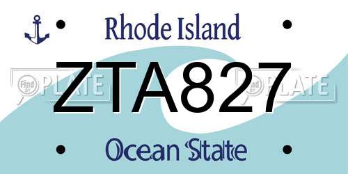ZTA827 Rhode Island License Plate