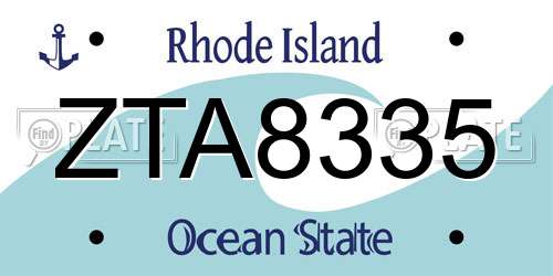 ZTA8335 Rhode Island License Plate