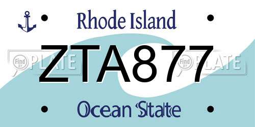 ZTA877 Rhode Island License Plate