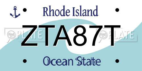 ZTA87T Rhode Island License Plate