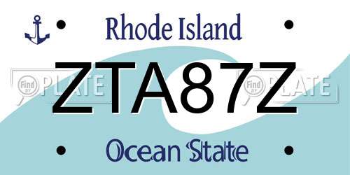 ZTA87Z Rhode Island License Plate