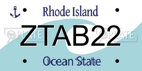 ZTAB22 Rhode Island License Plate