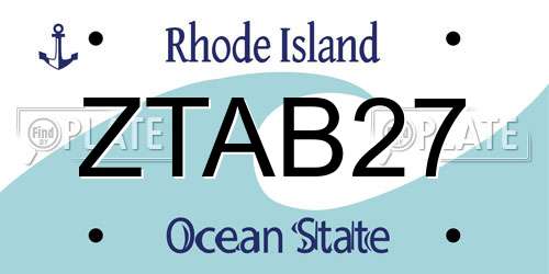 ZTAB27 Rhode Island License Plate
