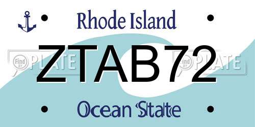 ZTAB72 Rhode Island License Plate
