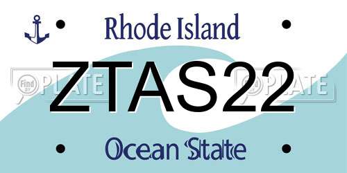 ZTAS22 Rhode Island License Plate