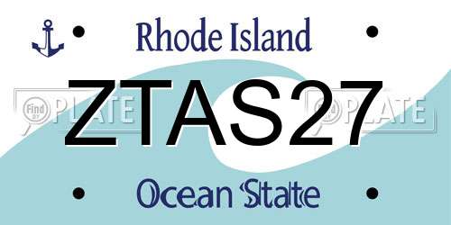 ZTAS27 Rhode Island License Plate