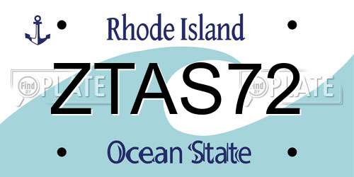 ZTAS72 Rhode Island License Plate