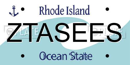 ZTASEES Rhode Island License Plate