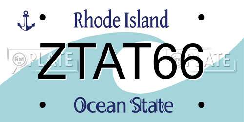 ZTAT66 Rhode Island License Plate