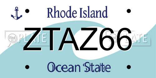 ZTAZ66 Rhode Island License Plate