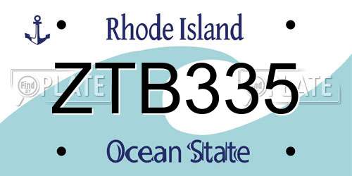 ZTB335 Rhode Island License Plate