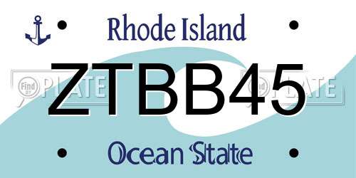 ZTBB45 Rhode Island License Plate
