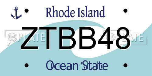 ZTBB48 Rhode Island License Plate