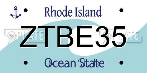 ZTBE35 Rhode Island License Plate