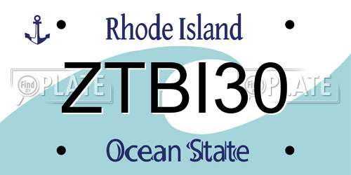 ZTBI30 Rhode Island License Plate