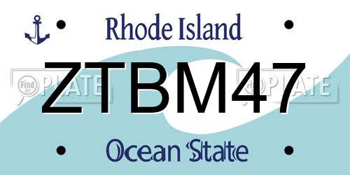 ZTBM47 Rhode Island License Plate