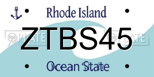 ZTBS45 Rhode Island License Plate