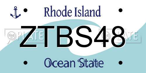 ZTBS48 Rhode Island License Plate