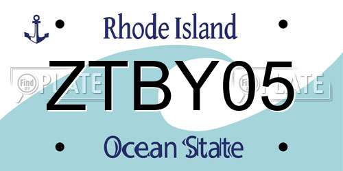 ZTBY05 Rhode Island License Plate