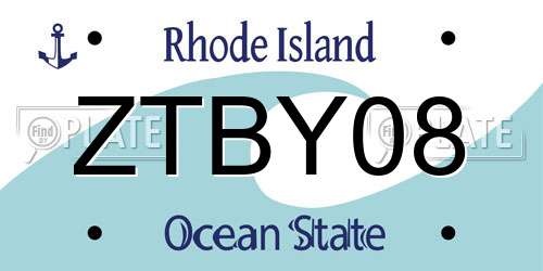 ZTBY08 Rhode Island License Plate