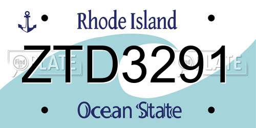 ZTD3291 Rhode Island License Plate