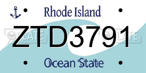 ZTD3791 Rhode Island License Plate