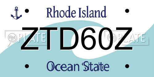 ZTD60Z Rhode Island License Plate