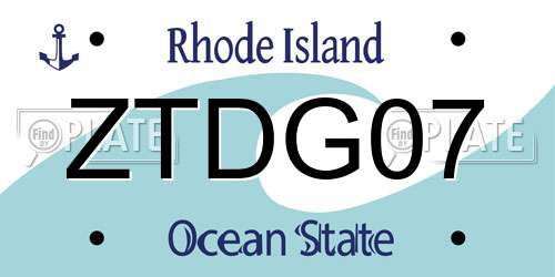 ZTDG07 Rhode Island License Plate