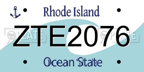 ZTE2076 Rhode Island License Plate