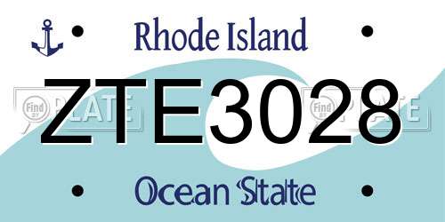 ZTE3028 Rhode Island License Plate