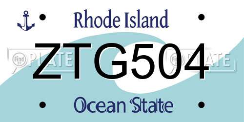ZTG504 Rhode Island License Plate