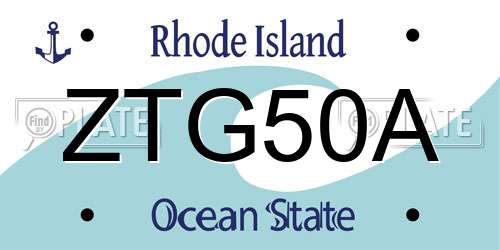 ZTG50A Rhode Island License Plate