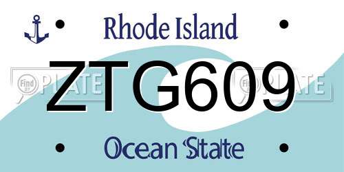 ZTG609 Rhode Island License Plate