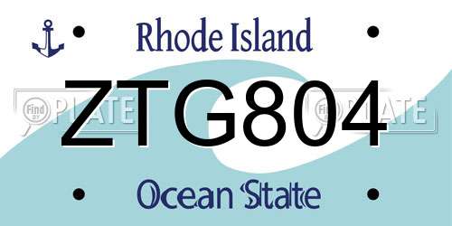 ZTG804 Rhode Island License Plate