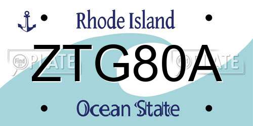 ZTG80A Rhode Island License Plate