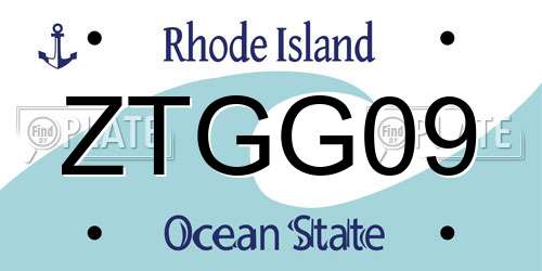 ZTGG09 Rhode Island License Plate
