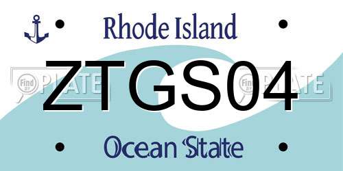 ZTGS04 Rhode Island License Plate
