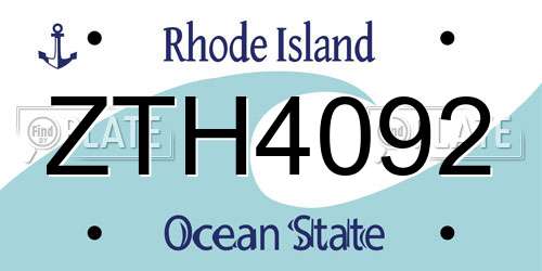ZTH4092 Rhode Island License Plate