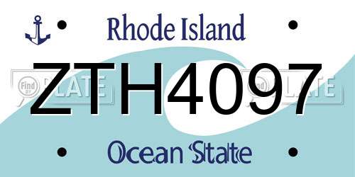 ZTH4097 Rhode Island License Plate