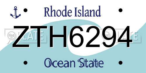ZTH6294 Rhode Island License Plate