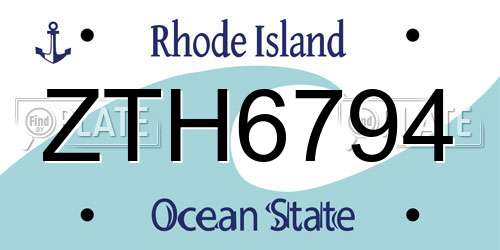 ZTH6794 Rhode Island License Plate