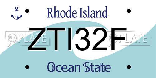 ZTI32F Rhode Island License Plate