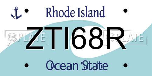 ZTI68R Rhode Island License Plate