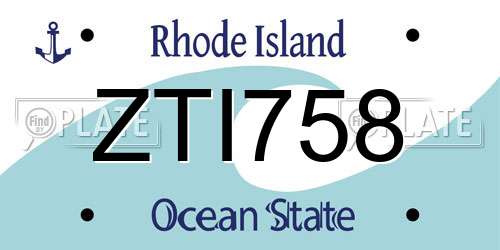 ZTI758 Rhode Island License Plate