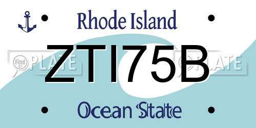 ZTI75B Rhode Island License Plate