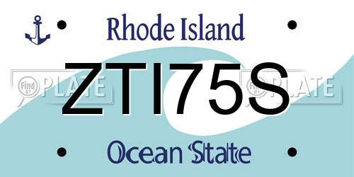 ZTI75S Rhode Island License Plate