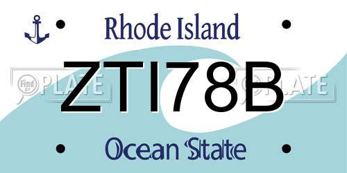 ZTI78B Rhode Island License Plate
